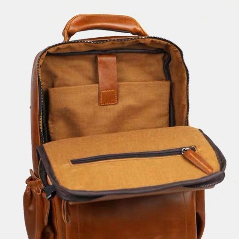 Hombres De Cuero De Imitación De Gran Capacidad Casual Business Retro Fashion 13.3 Inch Laptop Bag Mochila