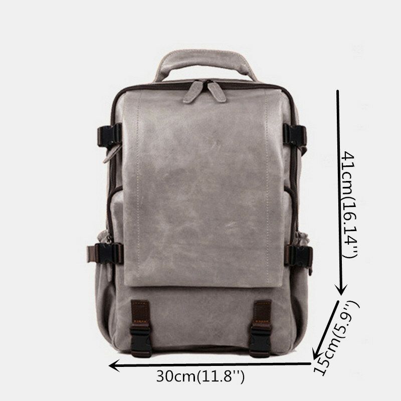 Hombres De Cuero De Imitación De Gran Capacidad Casual Business Retro Fashion 13.3 Inch Laptop Bag Mochila