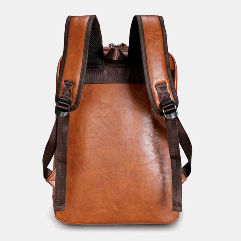 Hombres De Cuero De Imitación De Gran Capacidad Retro Ordenador Mochila Bolsa De Viaje Caliente