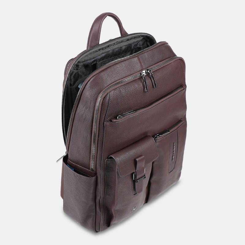 Hombres De Cuero Pu De Gran Capacidad Multibolsillos Antirrobo Transpirable Vintage 15.6 Pulgadas Bolsa Para Computadora Portátil Mochila De Viaje