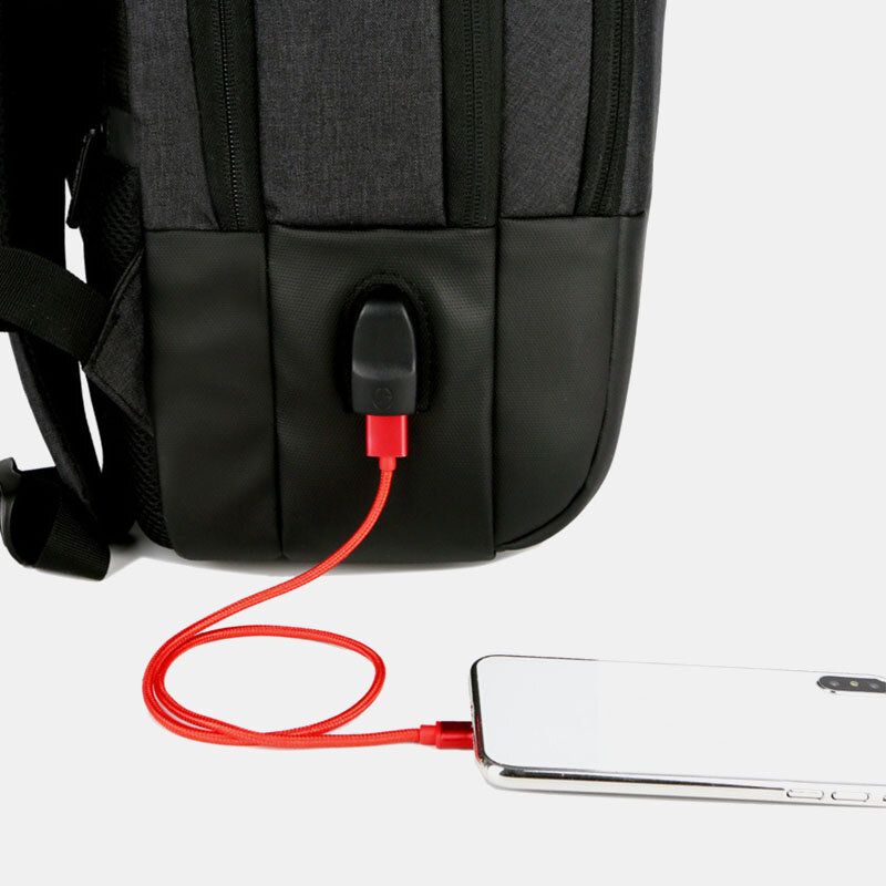 Hombres De Gran Capacidad Con Carga Usb A Prueba De Agua De 15.6 Pulgadas Bolsa Para Computadora Portátil Mochila Para Negocios Al Aire Libre