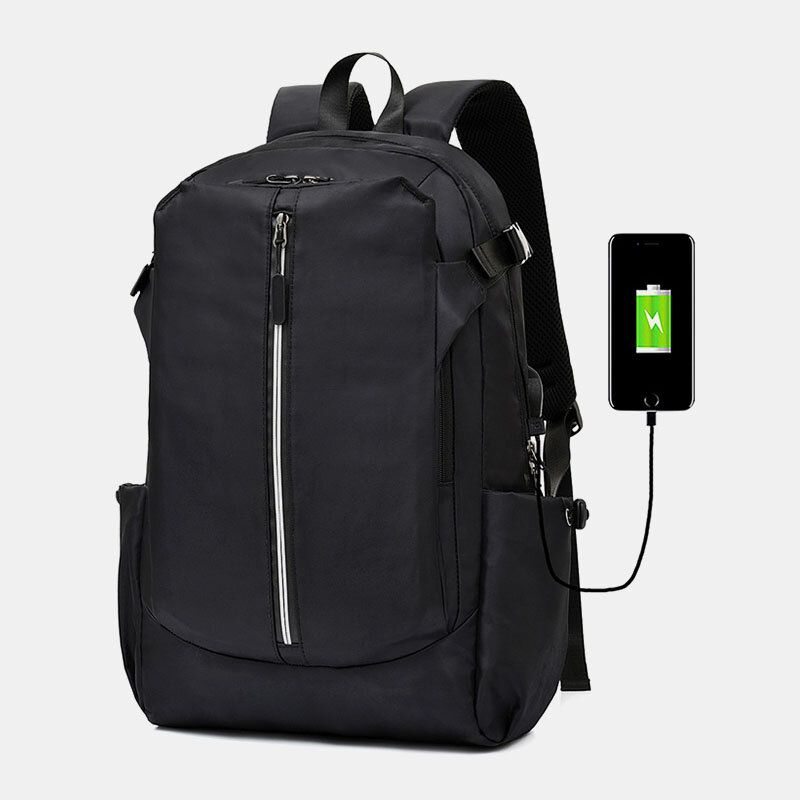 Hombres De Gran Capacidad Con Carga Usb Mochila Sólida De Negocios De Viaje