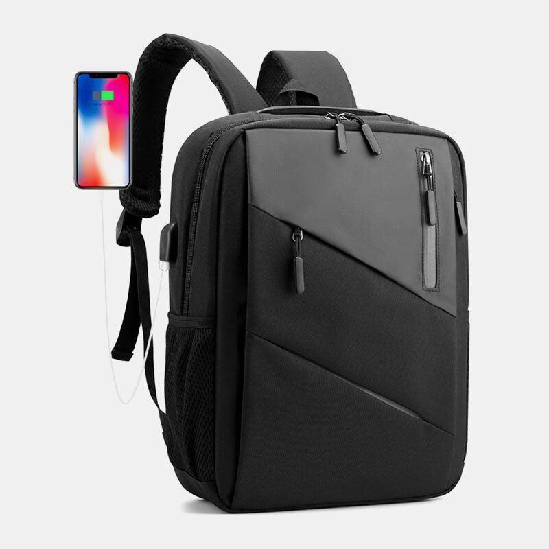 Hombres De Gran Capacidad Con Carga Usb Viajes De Negocios Mochila Escolar Al Aire Libre Mochila Para Computadora Portátil De 14 Pulgadas