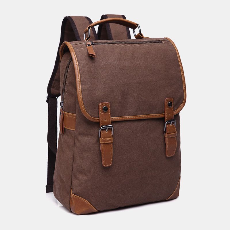 Hombres Lavado De Lona Retro Business Casual Mochila Para Portátil De Gran Capacidad