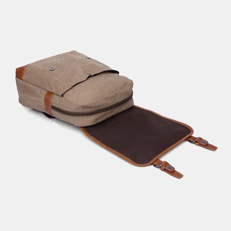 Hombres Lavado De Lona Retro Business Casual Mochila Para Portátil De Gran Capacidad