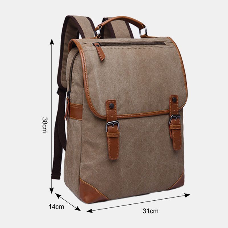 Hombres Lavado De Lona Retro Business Casual Mochila Para Portátil De Gran Capacidad