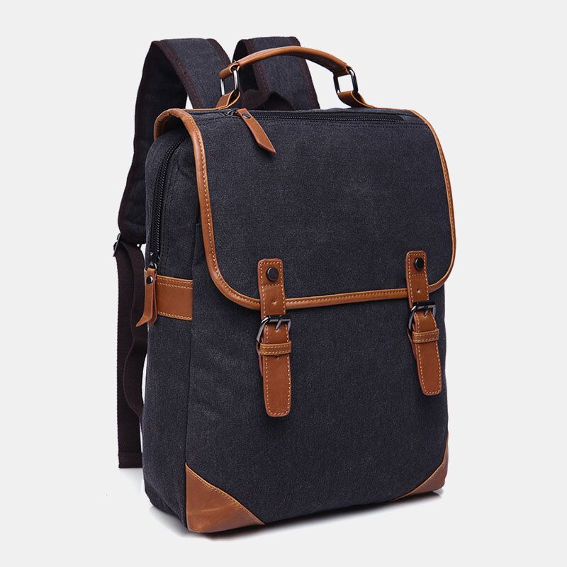 Hombres Lavado De Lona Retro Business Casual Mochila Para Portátil De Gran Capacidad