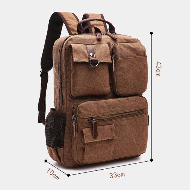 Hombres Lona Gran Capacidad Multi-bolsillo Antirrobo Bolsa De Viaje Informal Bolsa De Computadora Mochilas