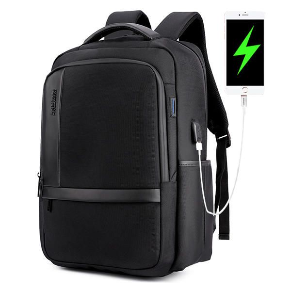 Hombres Mochila Impermeable Antichoque De 18 Pulgadas Bolsa De Viaje Informal Con Puerto De Carga Usb Y Orificio Para Auriculares