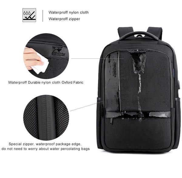 Hombres Mochila Impermeable Antichoque De 18 Pulgadas Bolsa De Viaje Informal Con Puerto De Carga Usb Y Orificio Para Auriculares