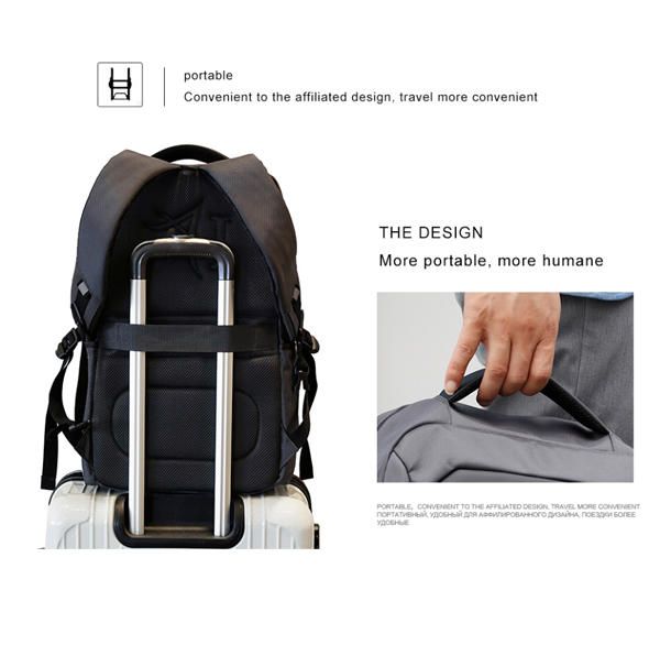 Hombres Mochila Impermeable Antichoque De 18 Pulgadas Bolsa De Viaje Informal Con Puerto De Carga Usb Y Orificio Para Auriculares