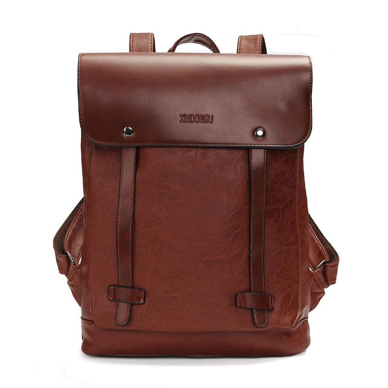 Hombres Mujeres Mochila Vintage Cuero De Pu Bolsos Para Computadora Portátil Mochila Escolar