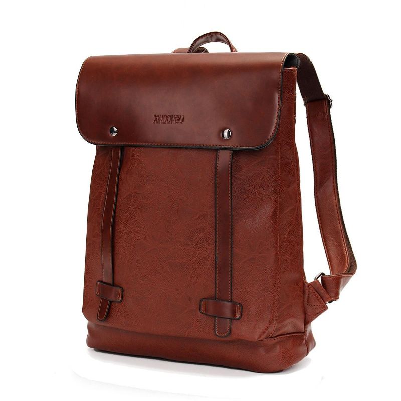 Hombres Mujeres Mochila Vintage Cuero De Pu Bolsos Para Computadora Portátil Mochila Escolar