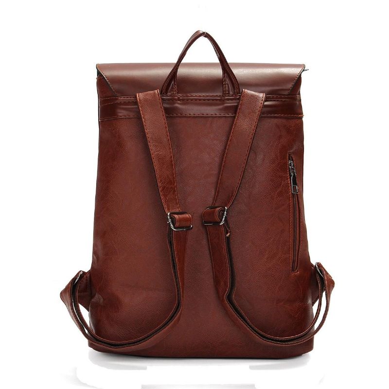 Hombres Mujeres Mochila Vintage Cuero De Pu Bolsos Para Computadora Portátil Mochila Escolar