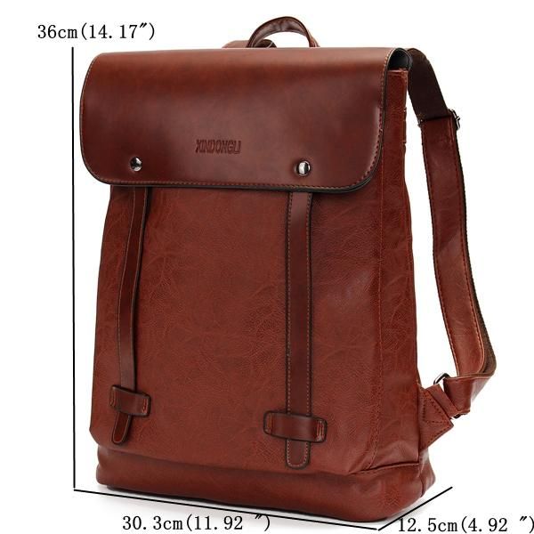 Hombres Mujeres Mochila Vintage Cuero De Pu Bolsos Para Computadora Portátil Mochila Escolar