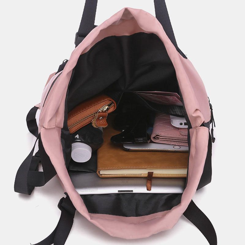 Hombres Mujeres Nylon Impermeable Gran Capacidad Ligero Bolso De Mano Mochila