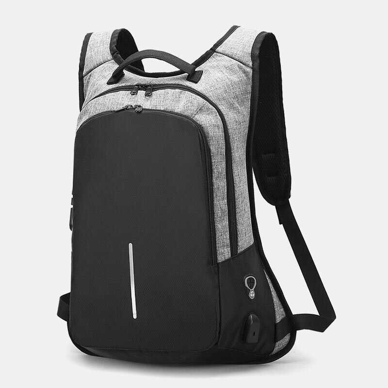 Hombres De Negocios Patchwork Color 15.6 Pulgadas Bolsa De Computadora Labtop Con Carga Usb Passwork Lock Mochila Escolar Mochila