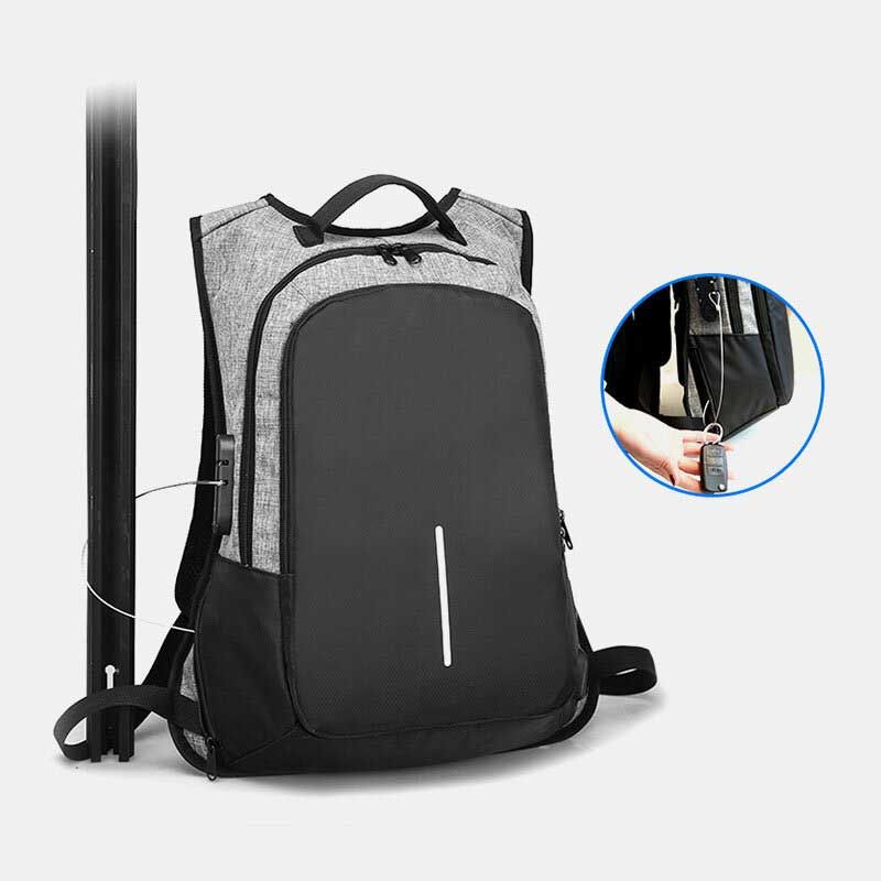 Hombres De Negocios Patchwork Color 15.6 Pulgadas Bolsa De Computadora Labtop Con Carga Usb Passwork Lock Mochila Escolar Mochila