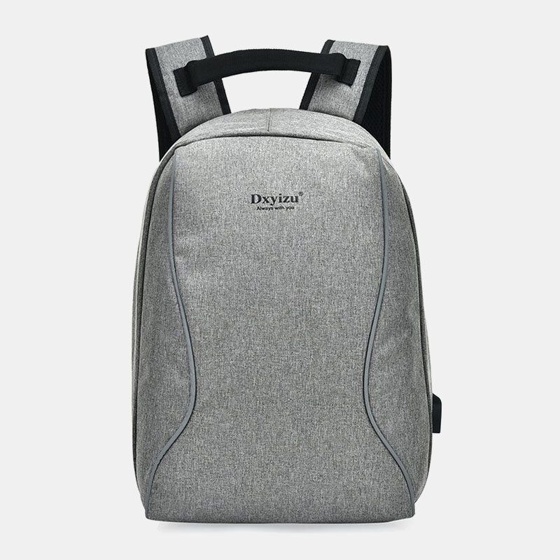 Hombres Nylon Carga Usb Color Sólido Viaje Al Aire Libre Gran Capacidad Mochila Escolar Para Computadora Portátil De 14 Pulgadas Mochila De Viaje