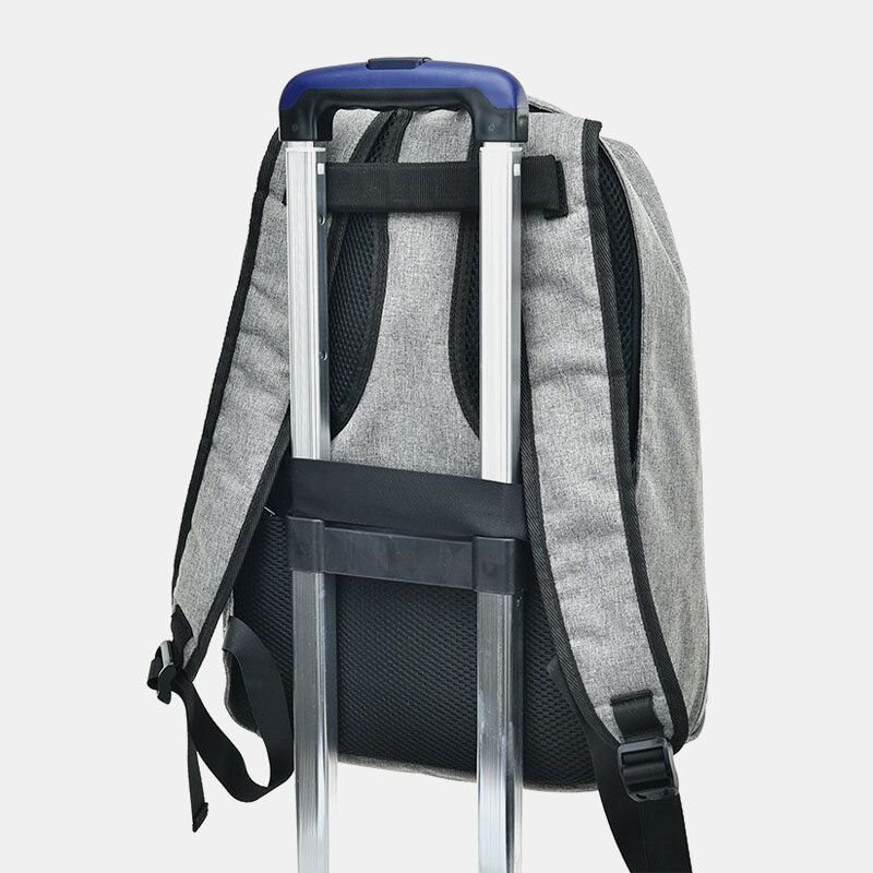 Hombres Nylon Carga Usb Color Sólido Viaje Al Aire Libre Gran Capacidad Mochila Escolar Para Computadora Portátil De 14 Pulgadas Mochila De Viaje