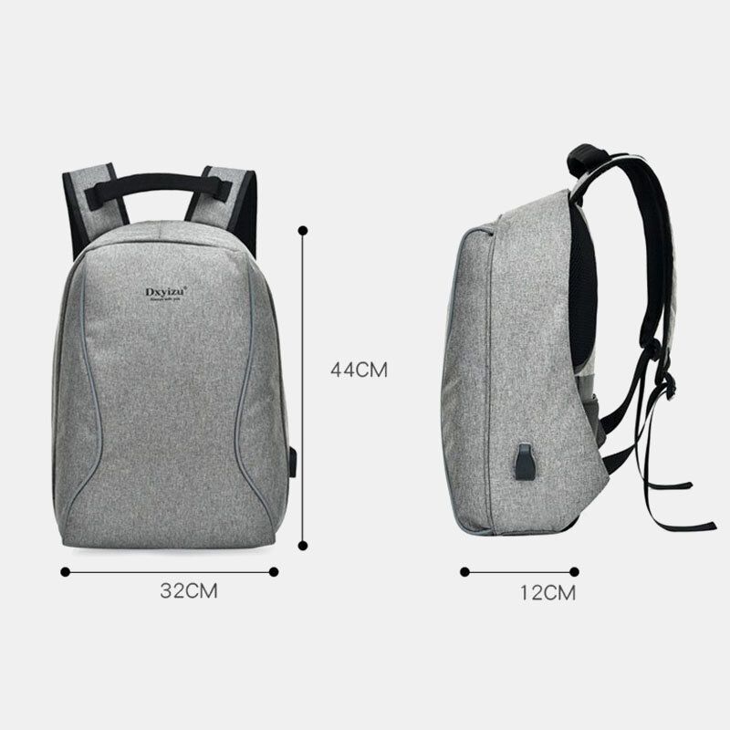 Hombres Nylon Carga Usb Color Sólido Viaje Al Aire Libre Gran Capacidad Mochila Escolar Para Computadora Portátil De 14 Pulgadas Mochila De Viaje