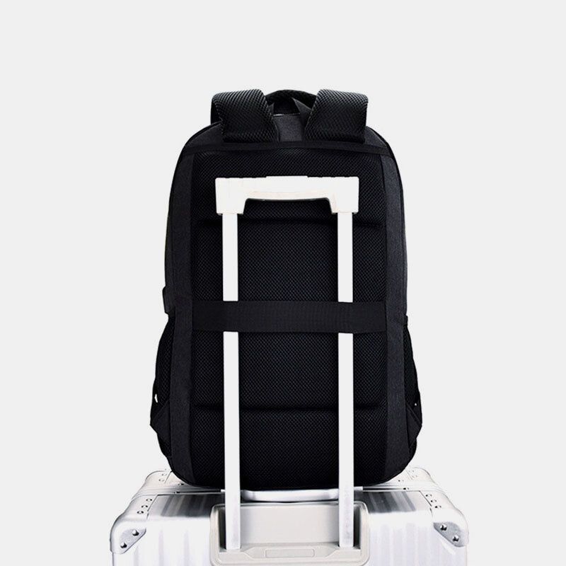 Hombres Nylon Carga Usb Impermeable Gran Capacidad 15.6 Pulgadas Bolsa Para Computadora Portátil Mochila De Viaje