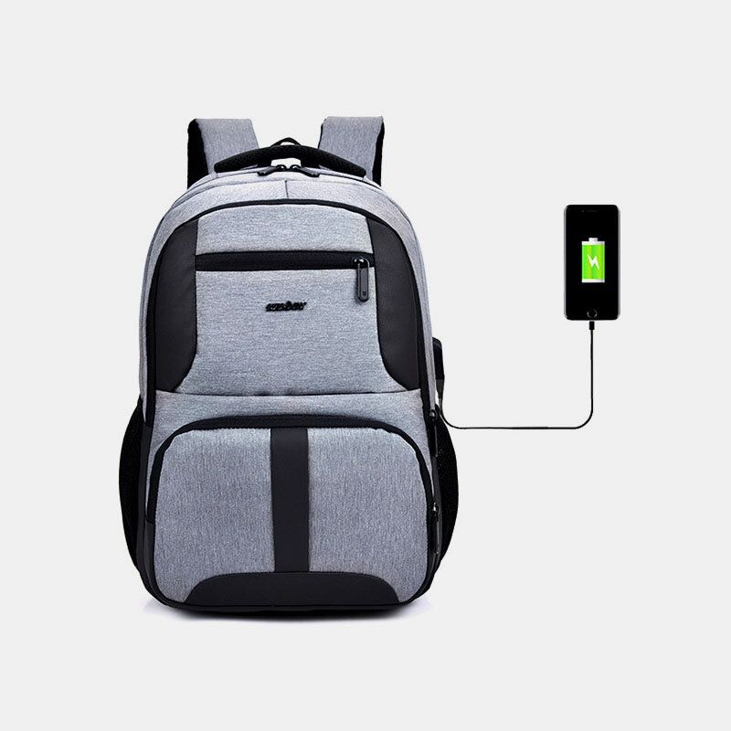 Hombres Nylon Carga Usb Impermeable Negocios Gran Capacidad 15.6 Pulgadas Bolsa Para Portátil Equipaje Mochila