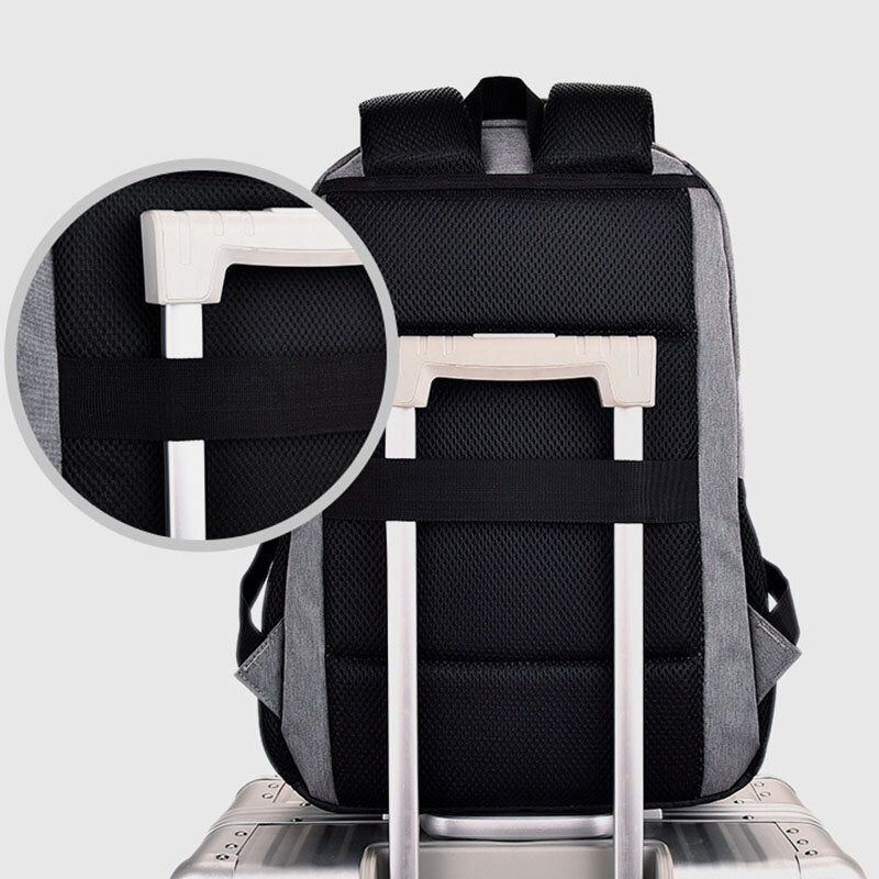 Hombres Nylon Carga Usb Impermeable Negocios Gran Capacidad 15.6 Pulgadas Bolsa Para Portátil Equipaje Mochila