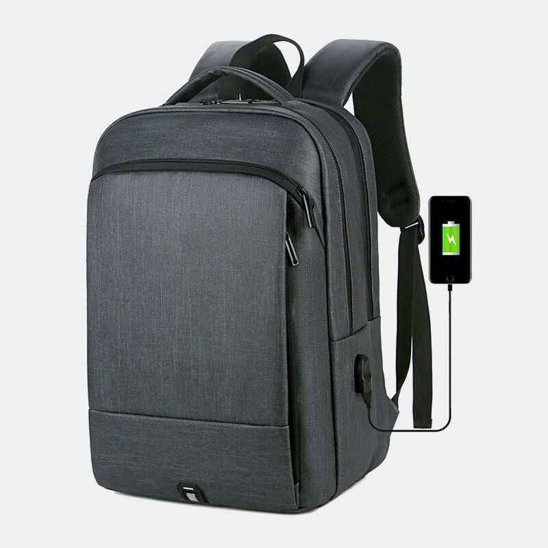 Hombres Nylon De Gran Capacidad 14 Pulgadas Bolsa Para Computadora Portátil Mochila De Viaje Informal De Negocios Multicapas Con Carga Usb