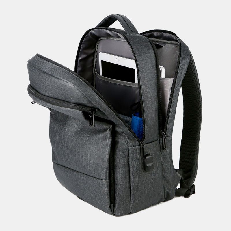 Hombres Nylon De Gran Capacidad 14 Pulgadas Bolsa Para Computadora Portátil Mochila De Viaje Informal De Negocios Multicapas Con Carga Usb