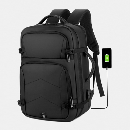 Hombres Nylon De Gran Capacidad 14 Pulgadas Bolsa Para Computadora Portátil Mochila De Viaje Informal De Negocios Multicapas Con Carga Usb