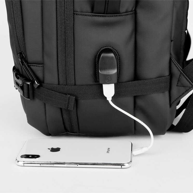 Hombres Nylon De Gran Capacidad 14 Pulgadas Bolsa Para Computadora Portátil Mochila De Viaje Informal De Negocios Multicapas Con Carga Usb