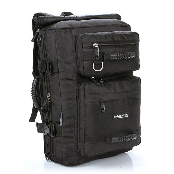 Hombres Nylon Negro 40l Bolsa De Viaje De Gran Capacidad Mochila Multifuncional Bolso Bandolera