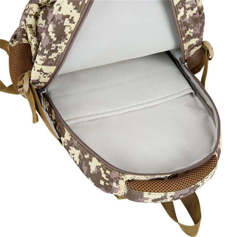 Hombres Nylon Patrón De Camuflaje Impermeable Al Aire Libre 14 Pulgadas Bolsa Para Computadora Portátil Bolsa De Viaje Mochila Escolar Para Estudiantes Mochila