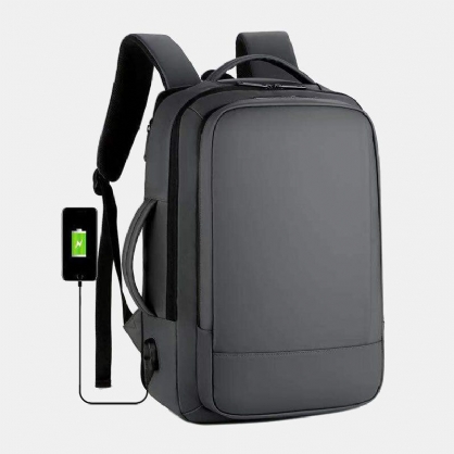 Hombres Oxford 15.6 Pulgadas Carga Usb Bolsa Para Computadora Portátil De Negocios Con Múltiples Bolsillos Mochila