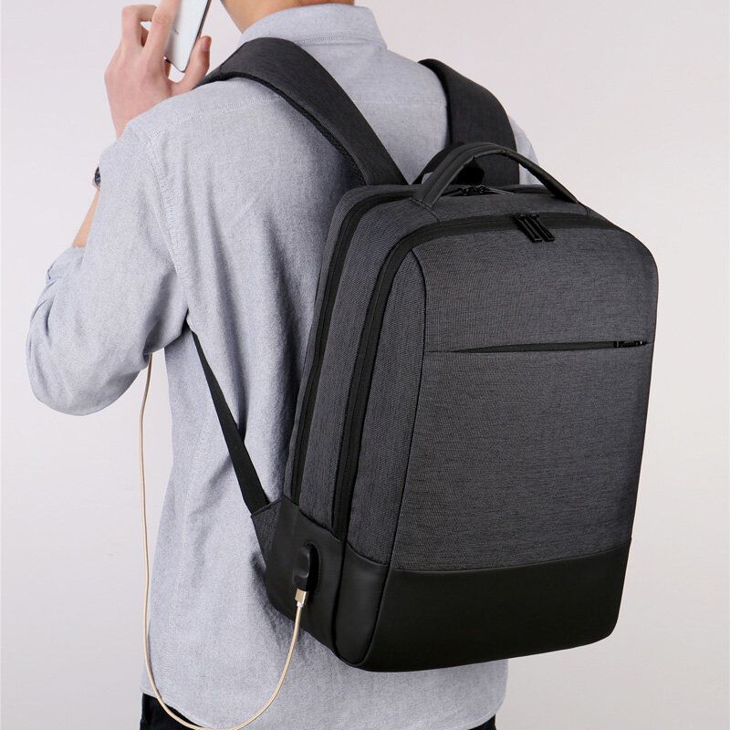 Hombres Oxford 15.6 Pulgadas Computadora Portátil Con Carga Usb Antirrobo Bolsa Para Computadora Portátil De Negocios Mochila