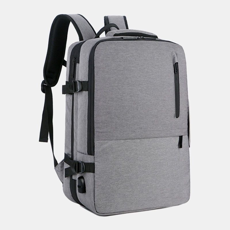 Hombres Oxford Capacidad De Extensión Carga Usb Bolsa Para Computadora Portátil De Negocios Con Múltiples Bolsillos Mochila