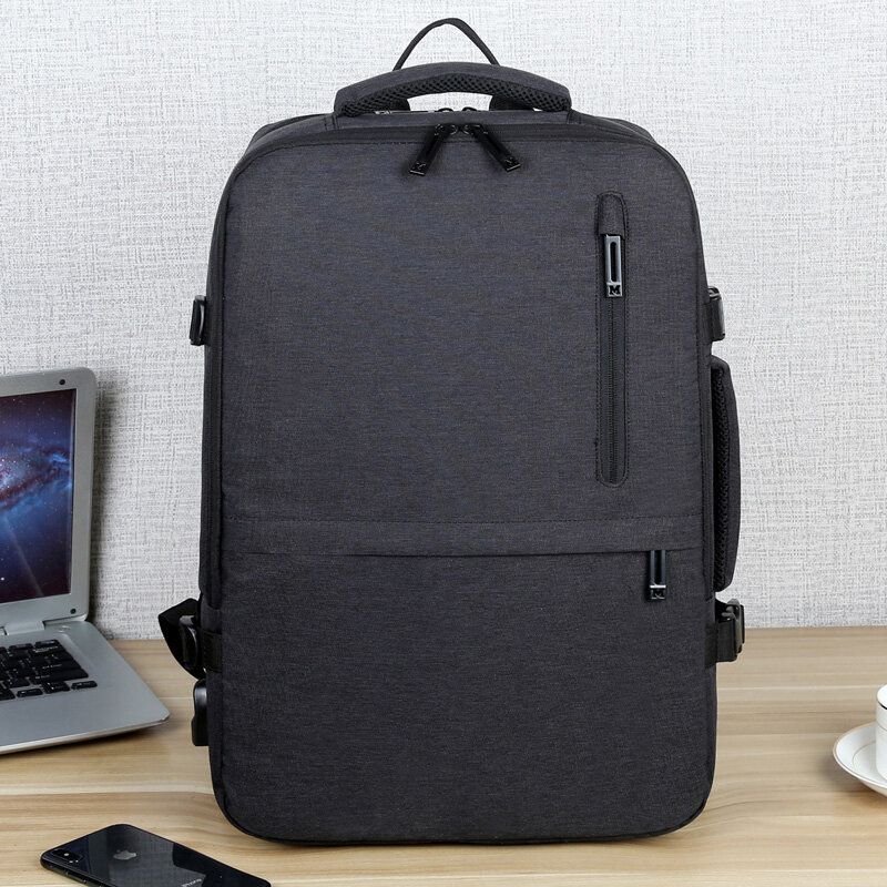 Hombres Oxford Capacidad De Extensión Carga Usb Bolsa Para Computadora Portátil De Negocios Con Múltiples Bolsillos Mochila