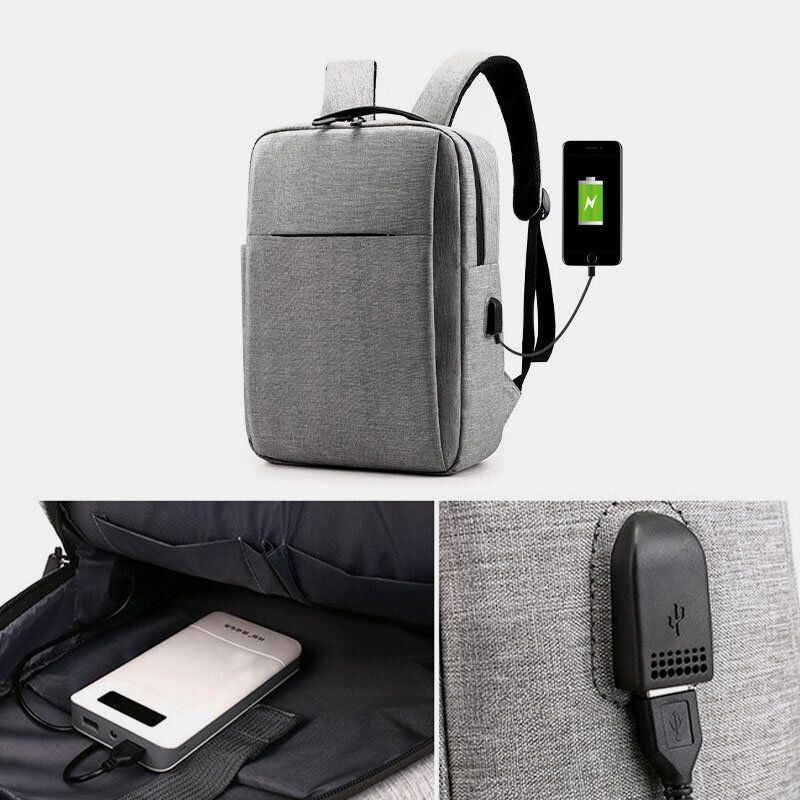 Hombres Oxford Carga Usb Ligero Gran Capacidad Mochila Para Portátil De 15.6 Pulgadas