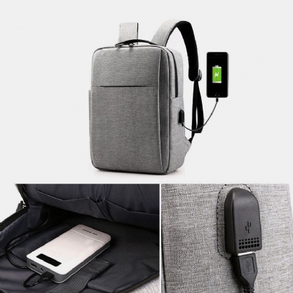 Hombres Oxford Carga Usb Ligero Gran Capacidad Mochila Para Portátil De 15.6 Pulgadas