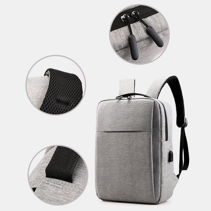 Hombres Oxford Carga Usb Ligero Gran Capacidad Mochila Para Portátil De 15.6 Pulgadas