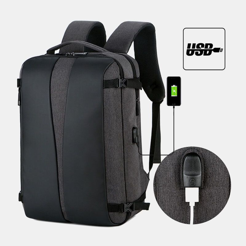 Hombres Oxford Cloth Carga Usb Gran Capacidad Business Impermeable Mochila De Viaje Para Computadora Portátil De 16 Pulgadas