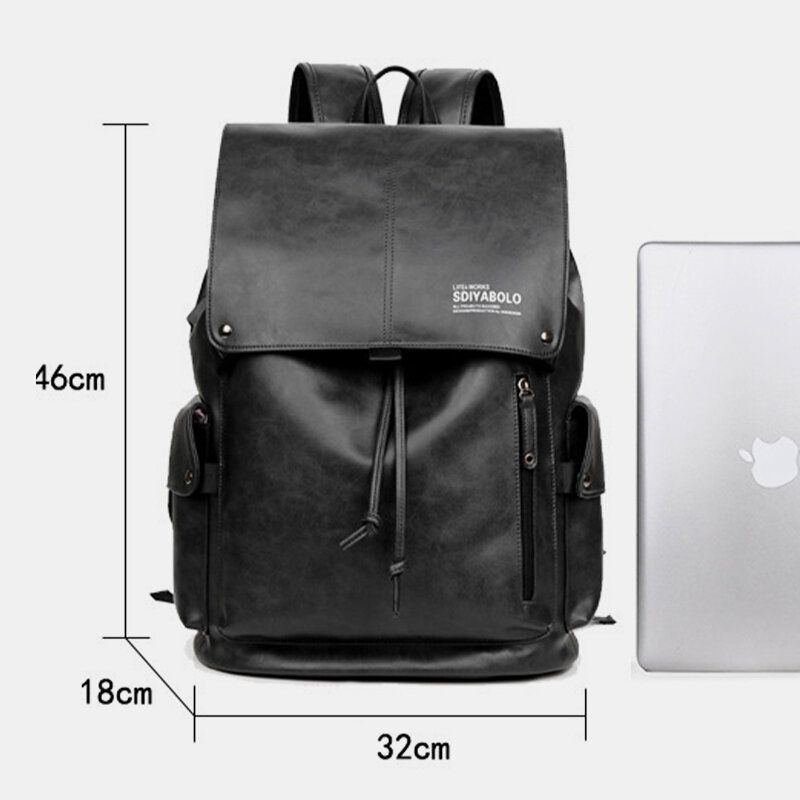 Hombres De Piel Sintética De Gran Capacidad A Prueba De Agua De 13.3 Pulgadas Bolsa Para Portátil Bolsa De Viaje Mochila Con Carga Usb