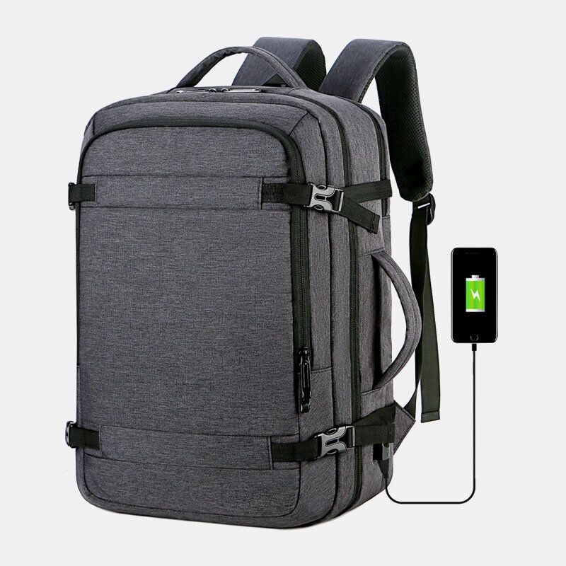 Hombres Poliéster 15.6 Pulgadas Carga Usb Antirrobo Bolsa Para Computadora Portátil De Negocios Mochila