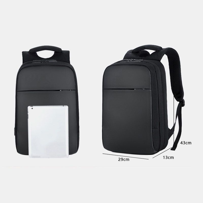 Hombres Poliéster 15.6 Pulgadas Carga Usb Mochila Impermeable Para Computadora Portátil De Negocios