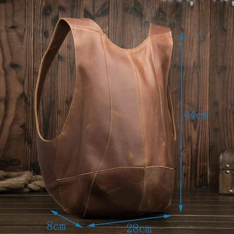 Hombres Pu Chaleco De Cuero Forma Gran Capacidad Vintage Mochila Antirrobo Bolsa De Viaje Informal