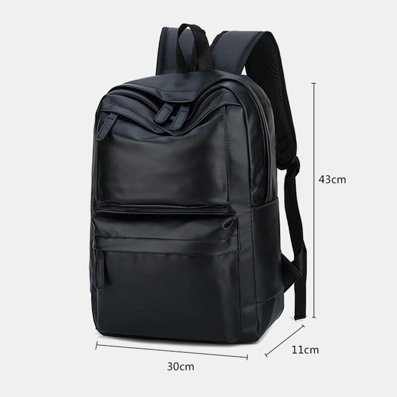 Hombres Pu De Cuero Multibolsillos Vintage 14 Pulgadas Bolsa Para Computadora Portátil Mochila De Viaje De Gran Capacidad Para Acampar