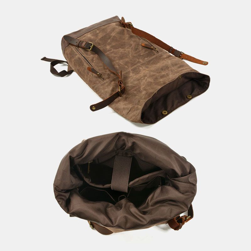 Hombres Vintage Canvas Antirrobo Bolsa De Viaje Impermeable Mochila Bolsa De Camping