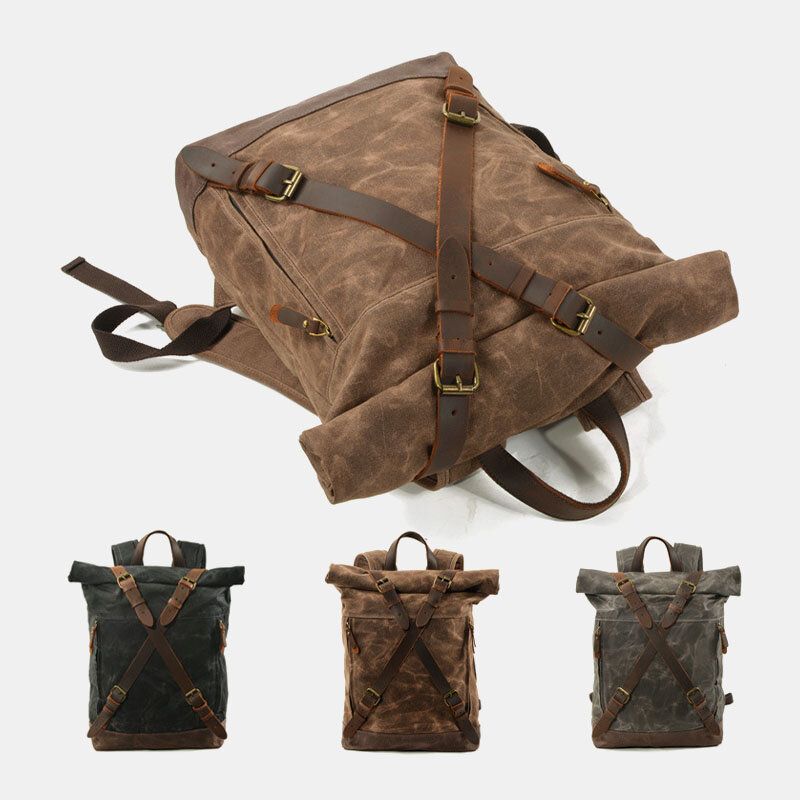 Hombres Vintage Canvas Antirrobo Bolsa De Viaje Impermeable Mochila Bolsa De Camping