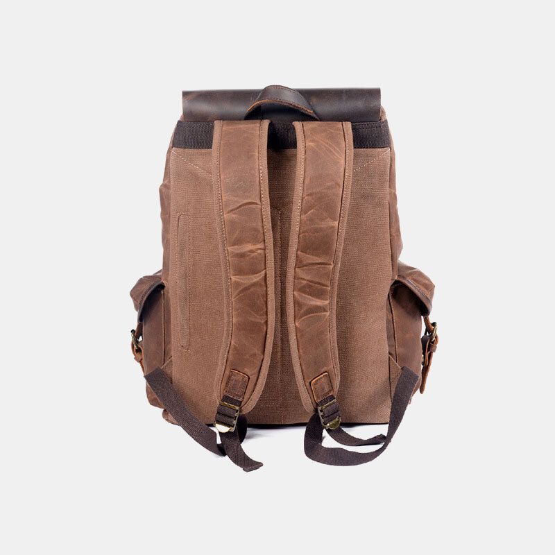 Hombres Vintage Canvas Leather Mochila Bolsa De Viaje Bolsa De Camping